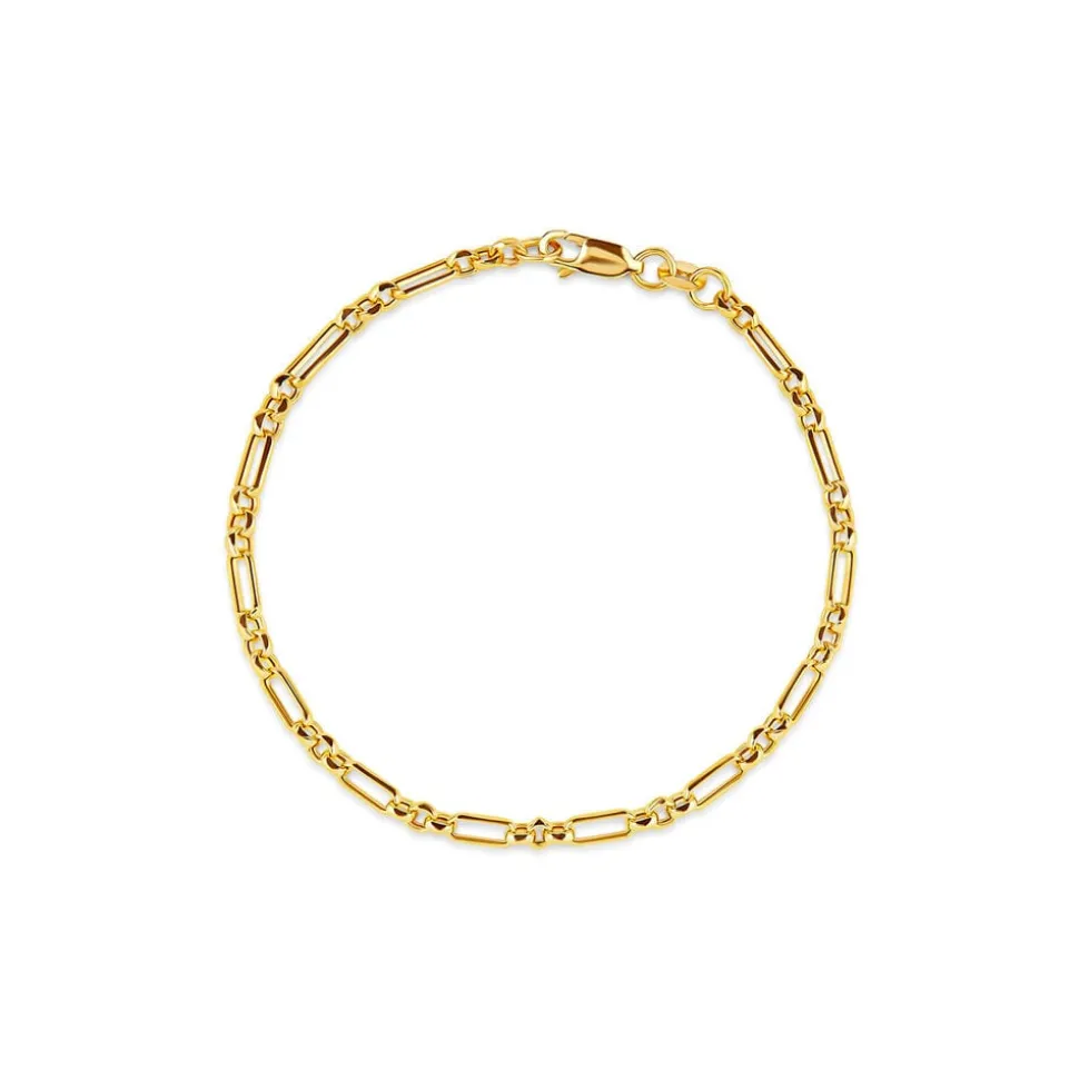 9ct Yellow Gold Diamond Cut Figaro Belcher Bracelet