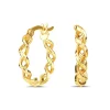 9ct Yellow Gold Diamond Cut Woven Twist Creole Hoop Earrings