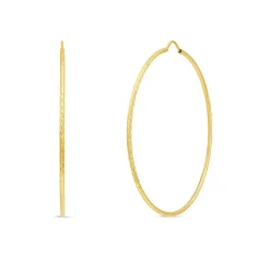 9ct Yellow Gold Diamond Cut 50mm Hoop Earrings