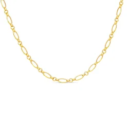 9ct Yellow Gold Diamond Cut Small Figaro Belcher 18 inch Chain Necklet