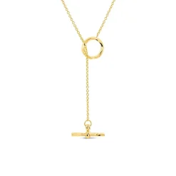 9ct Yellow Gold Diamond Cut Lariat T-Bar Necklet