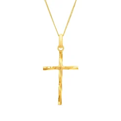 9ct Yellow Gold Diamond Cut Cross Pendant