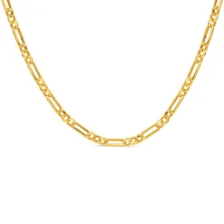 9ct Yellow Gold Diamond Cut Figaro Belcher 18 inch Chain Necklet