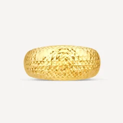 9ct Yellow Gold Diamond Cut Domed Band Ring