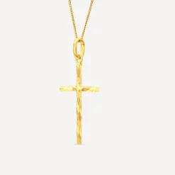 9ct Yellow Gold Diamond Cut Cross Pendant
