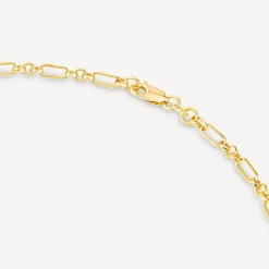 9ct Yellow Gold Diamond Cut Figaro Belcher 18 inch Chain Necklet