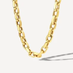 9ct Yellow Gold Diamond Cut Belcher Link Necklet