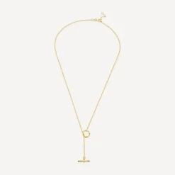 9ct Yellow Gold Diamond Cut Lariat T-Bar Necklet