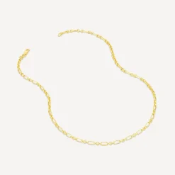 9ct Yellow Gold Diamond Cut Figaro Belcher 18 inch Chain Necklet