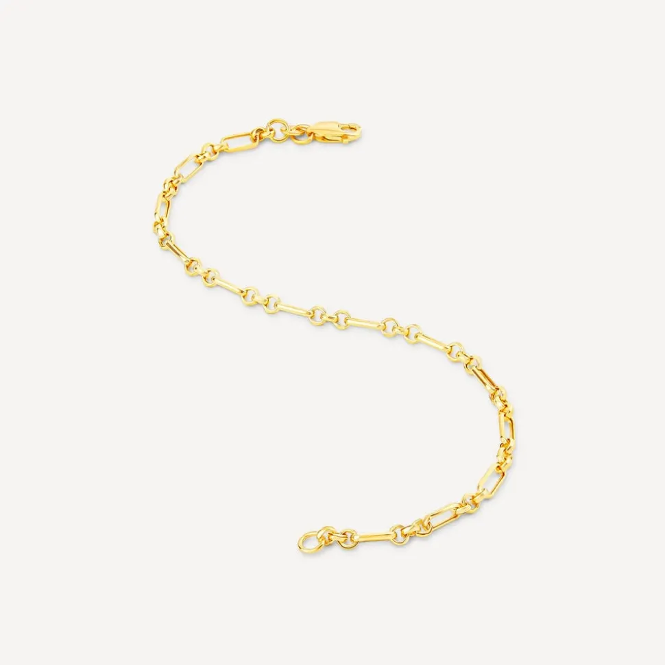 9ct Yellow Gold Diamond Cut Figaro Belcher Bracelet