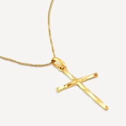 9ct Yellow Gold Diamond Cut Cross Pendant