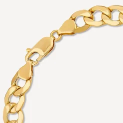 9ct Yellow Gold Diamond Cut Curb Chain Bracelet