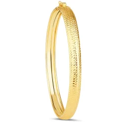9ct Yellow Gold Diamond Cut Textured Cuff Bangle