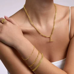 9ct Yellow Gold Diamond Cut Fig Belcher Bracelet