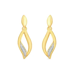 9ct Yellow Gold Diamond Flame Drop Earrings