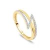 9ct Yellow Gold Diamond Lightning Bolt Shaped Ring
