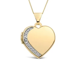 9ct Yellow Gold Diamond Set Heart Locket