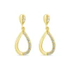 9ct Yellow Gold Diamond Set Open Teardrop Earrings