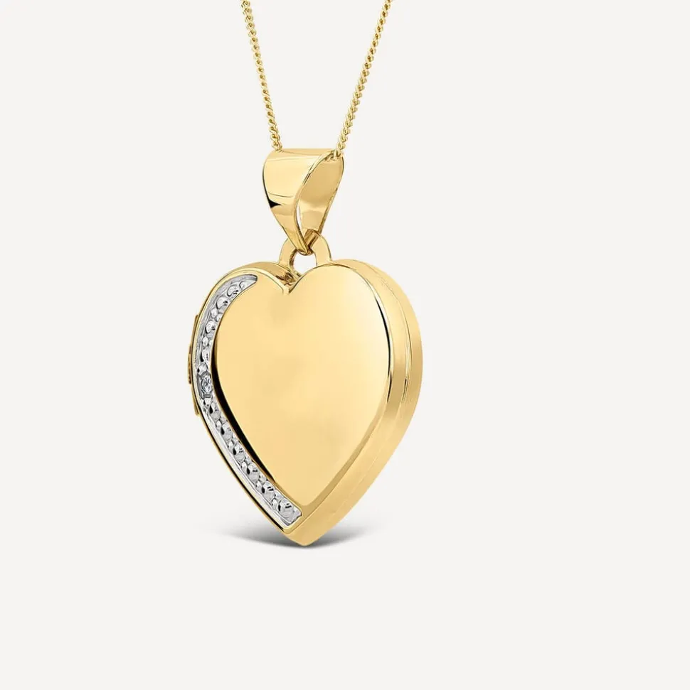 9ct Yellow Gold Diamond Set Heart Locket