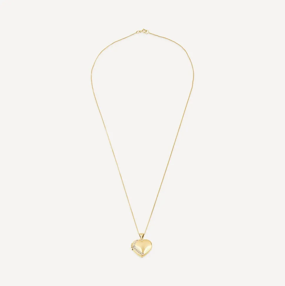 9ct Yellow Gold Diamond Set Heart Locket