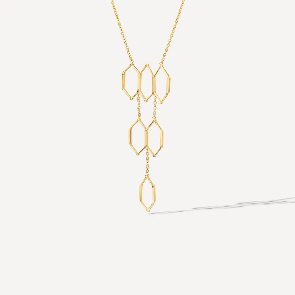 9ct Yellow Gold Diamond Shaped Links Necklet