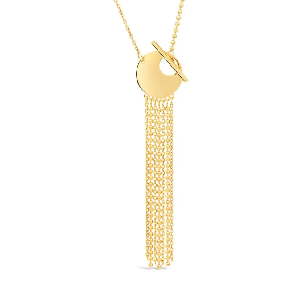 9ct Yellow Gold Disc T-Bar Hanging Chain Necklet