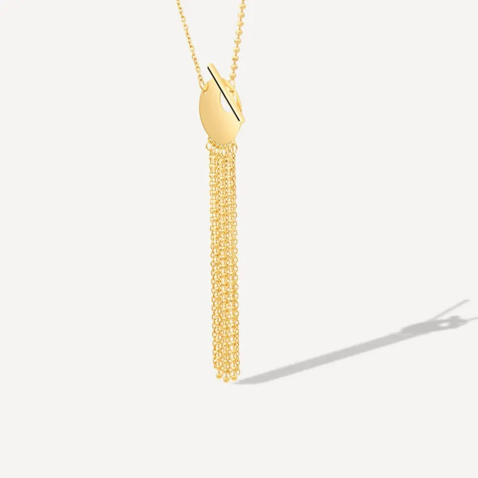 9ct Yellow Gold Disc T-Bar Hanging Chain Necklet
