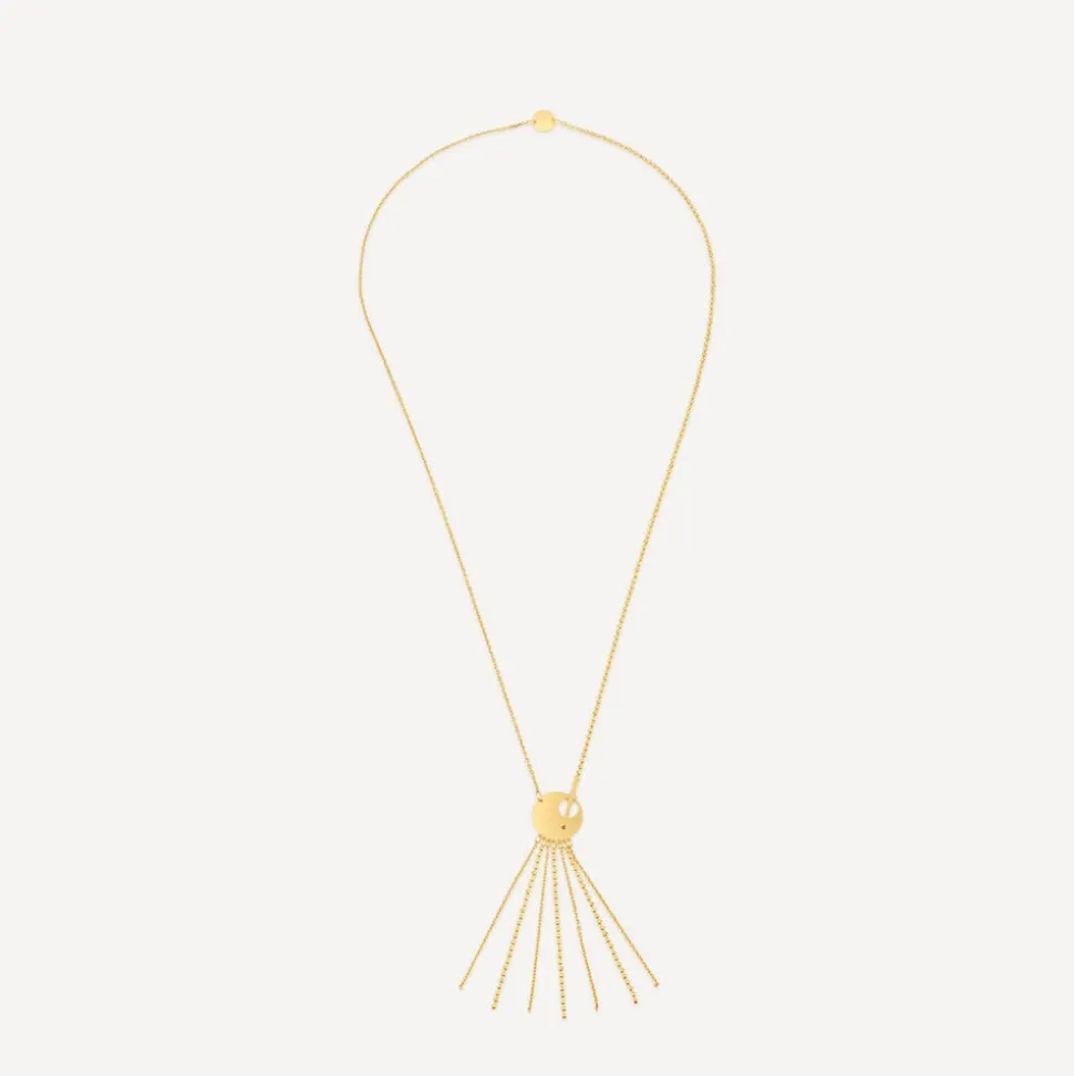 9ct Yellow Gold Disc T-Bar Hanging Chain Necklet