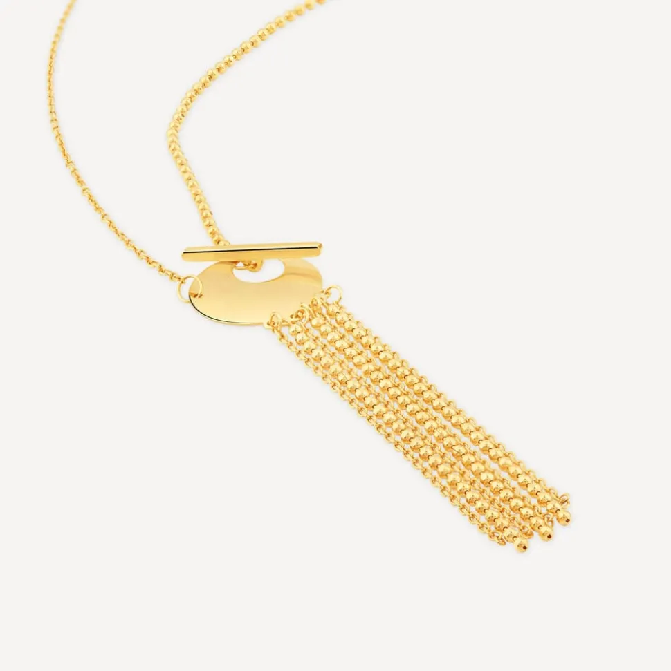 9ct Yellow Gold Disc T-Bar Hanging Chain Necklet