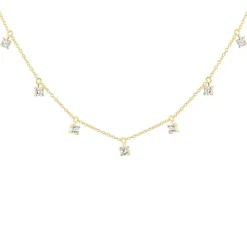 9ct Yellow Gold Droplet Cubic Zirconia Necklet