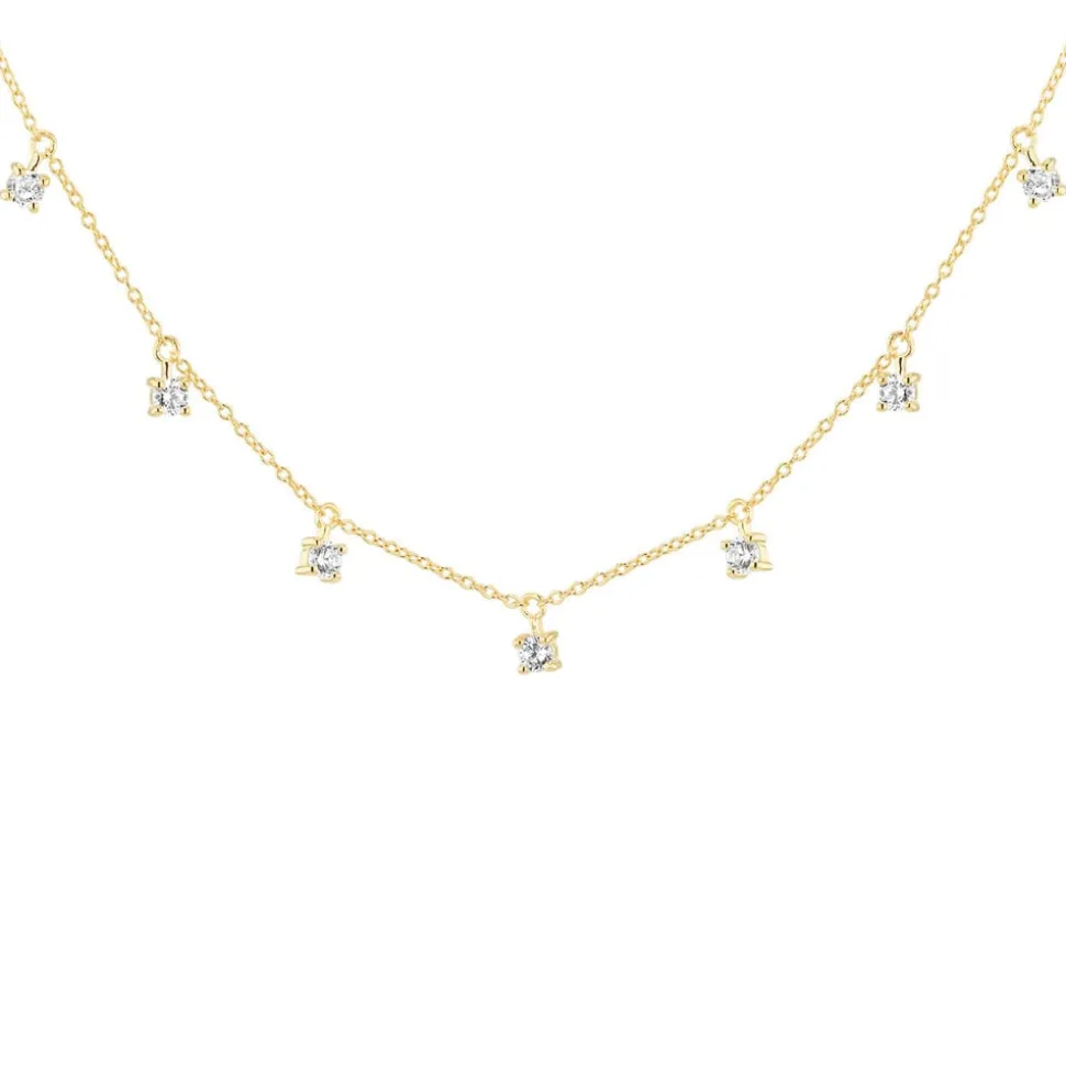9ct Yellow Gold Droplet Cubic Zirconia Necklet