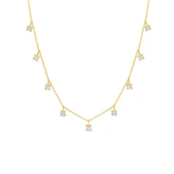 9ct Yellow Gold Droplet Cubic Zirconia Necklet