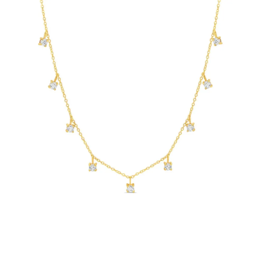 9ct Yellow Gold Droplet Cubic Zirconia Necklet