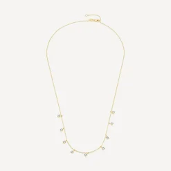 9ct Yellow Gold Droplet Cubic Zirconia Necklet
