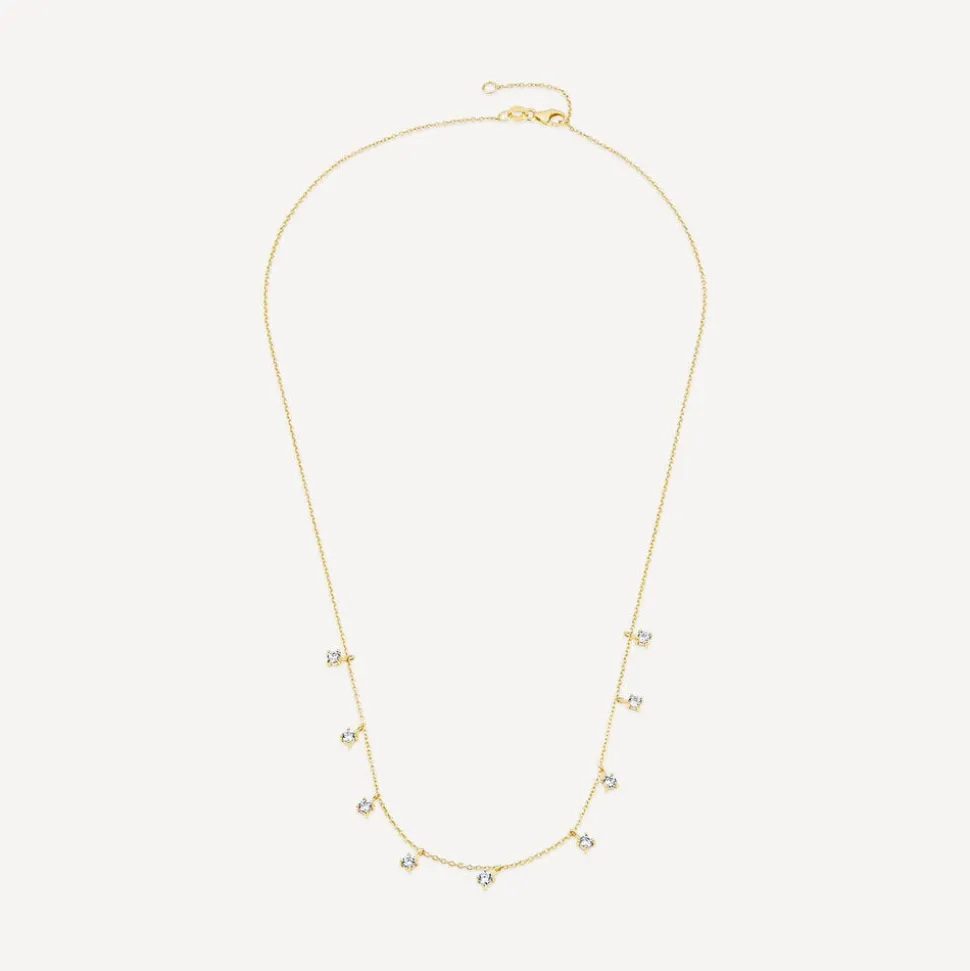 9ct Yellow Gold Droplet Cubic Zirconia Necklet