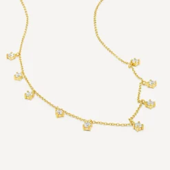 9ct Yellow Gold Droplet Cubic Zirconia Necklet