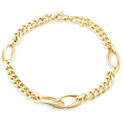 9ct Yellow Gold Fancy Curb Double Oval Link Ladies Bracelet