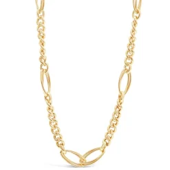 9ct Yellow Gold Fancy Curb Double Oval Link Ladies Necklace