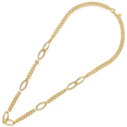 9ct Yellow Gold Fancy Curb Double Oval Link Ladies Necklace