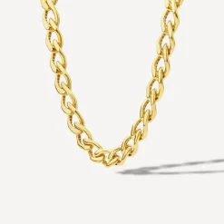 9ct Yellow Gold Fancy Diamond Cut Curved Link Necklet