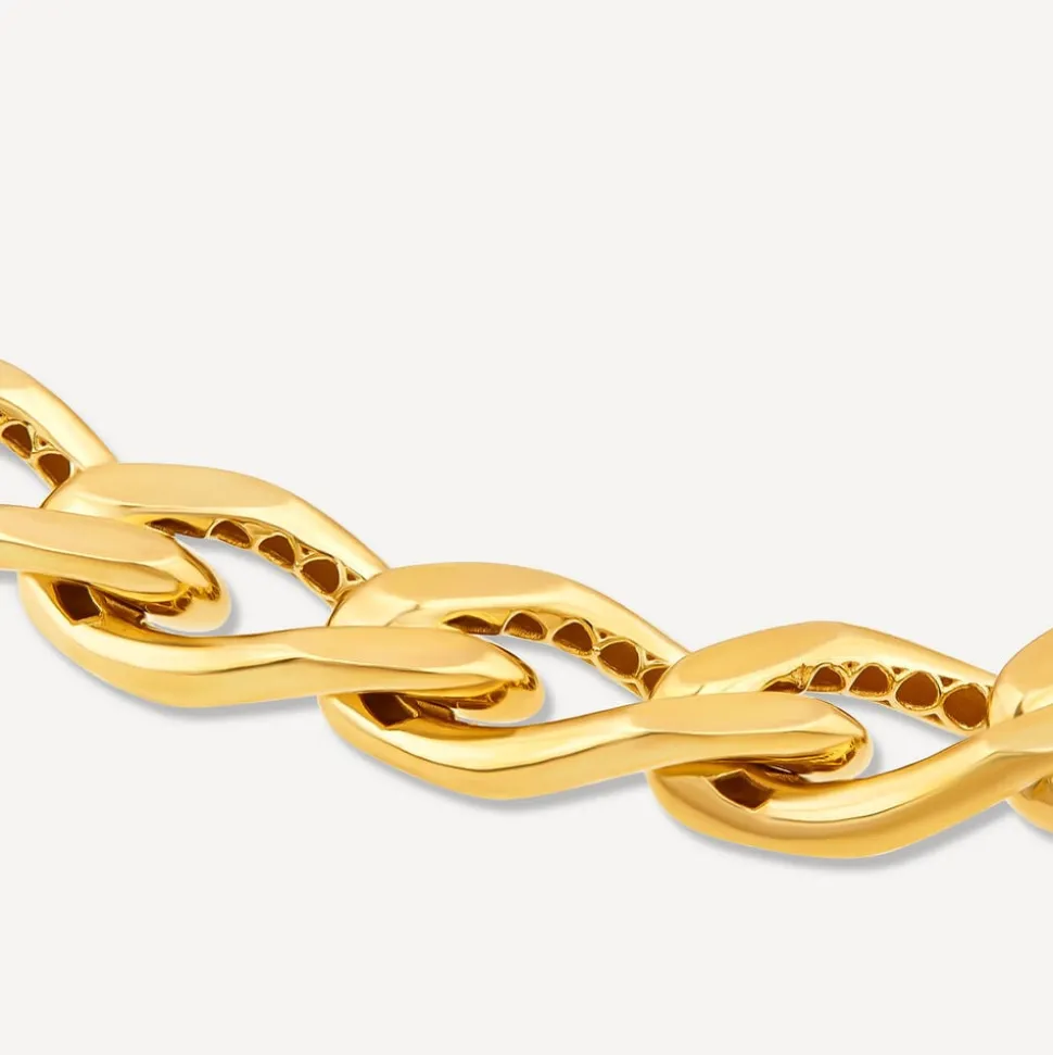 9ct Yellow Gold Fancy Diamond Cut Curved Link Bracelet