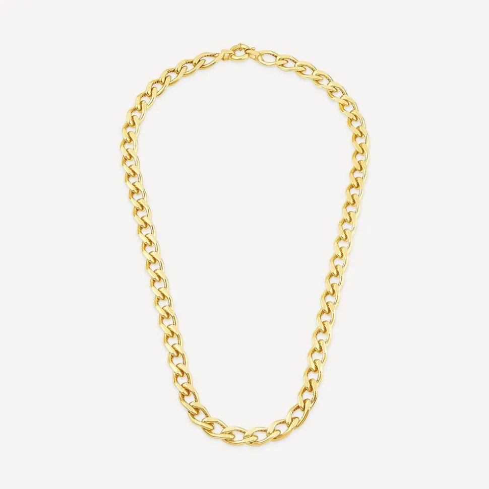 9ct Yellow Gold Fancy Diamond Cut Curved Link Necklet