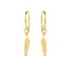9ct Yellow Gold Feather Motif Small Hoop Earrings