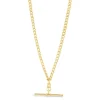 9ct Yellow Gold Flat Curb Link T-Bar Necklet