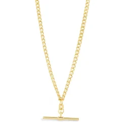 9ct Yellow Gold Flat Curb Link T-Bar Necklet
