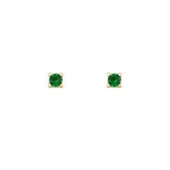 9ct Yellow Gold Four Claw Set Green Cubic Zirconia Stud Earrings