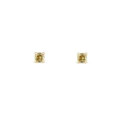 9ct Yellow Gold Four Claw Set Yellow Cubic Zirconia Stud Earrings