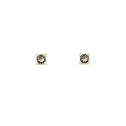 9ct Yellow Gold Four Claw Set Aqua Blue Cubic Zirconia Stud Earrings