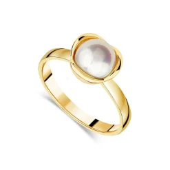9ct Yellow Gold Freshwater Cultured Pearl Flower Ring