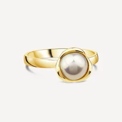 9ct Yellow Gold Freshwater Cultured Pearl Flower Ring